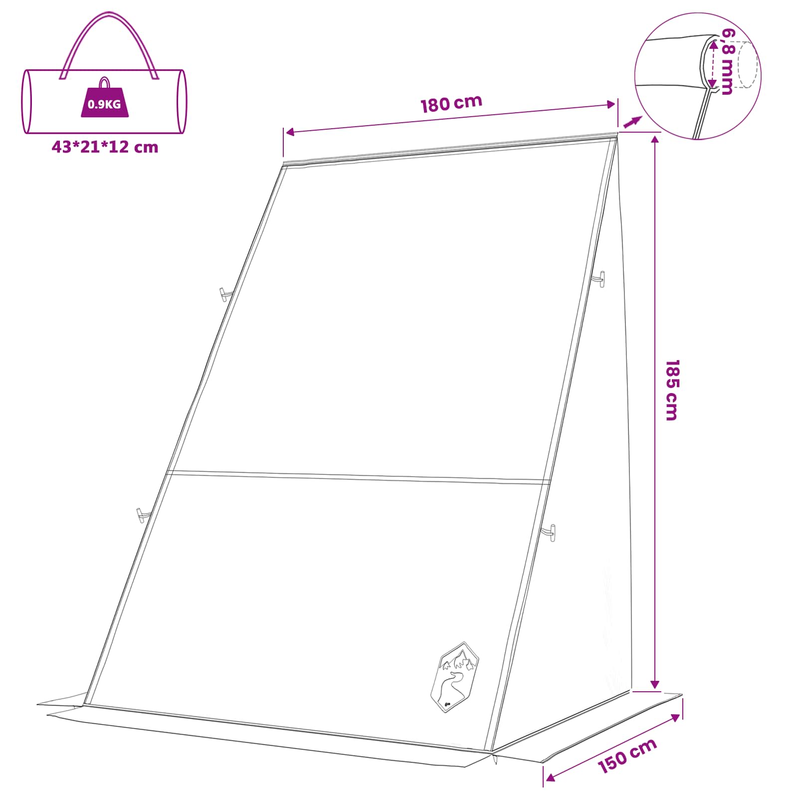 Heckklappenzelt Personen 190 x 150 x 185 cm Grau und Orange