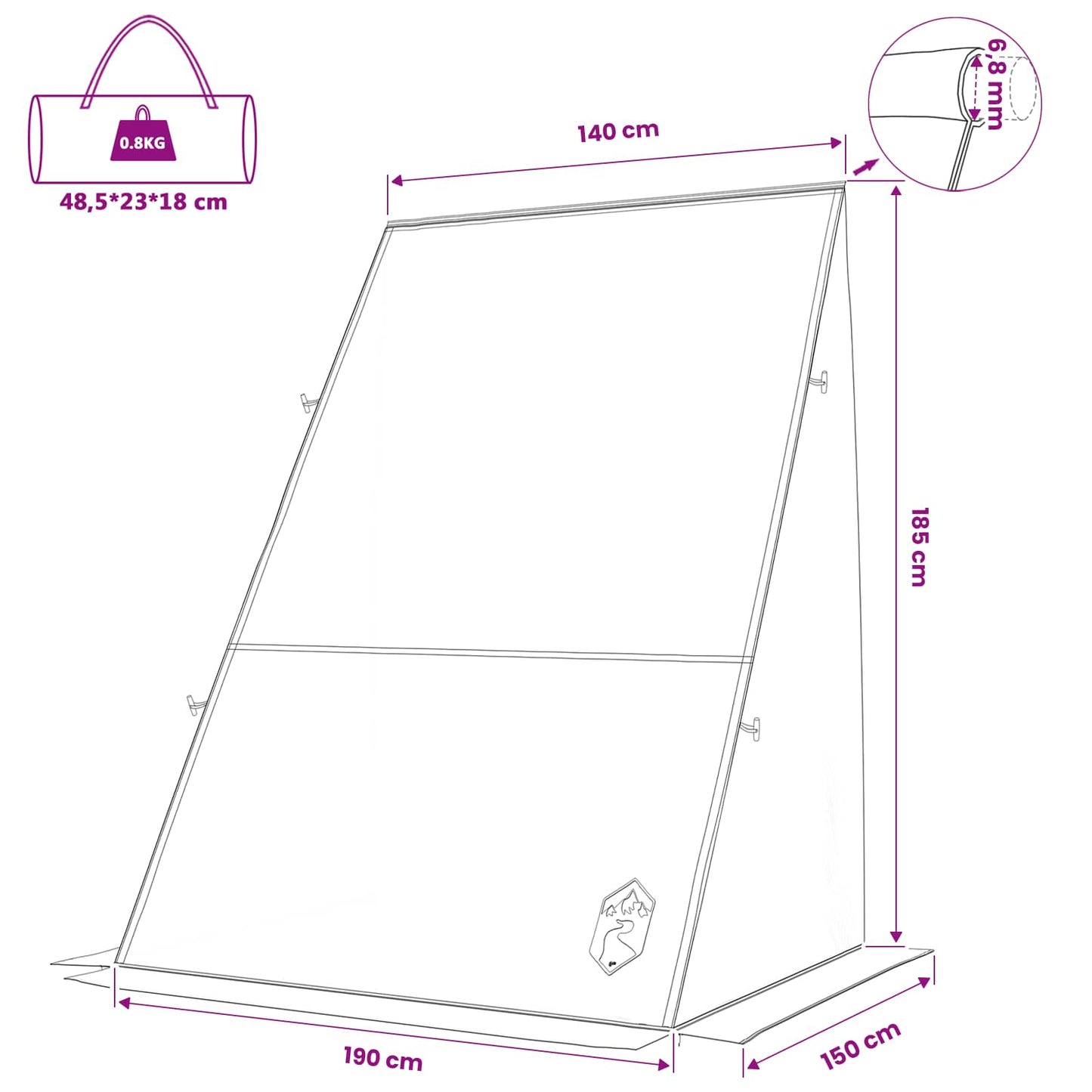 Heckklappenzelt Blau 140/190 x 150 x 185 cm Taft Wasserdicht
