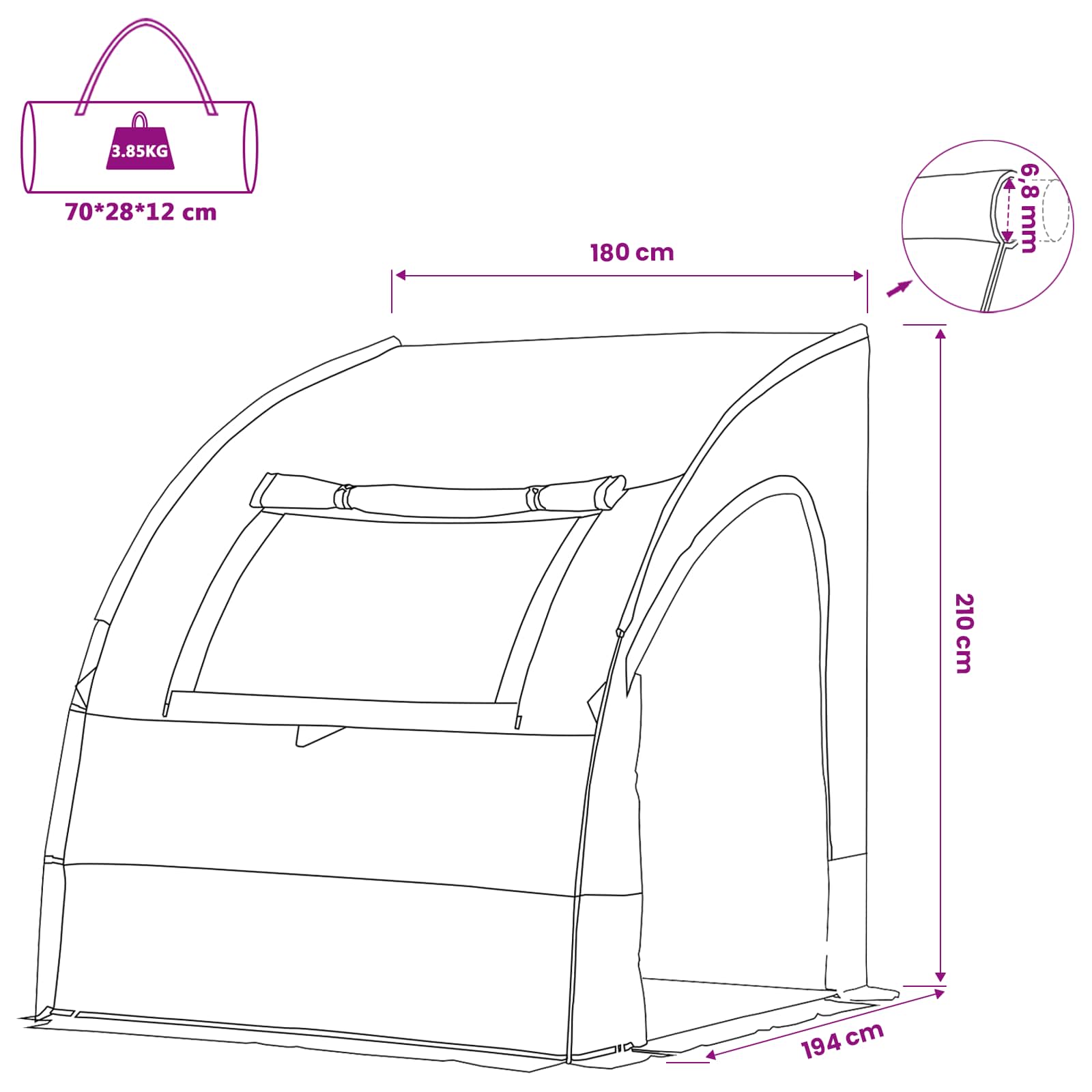 Heckklappenzelt Personen 194 x 180 x 210 cm Grau und Orange