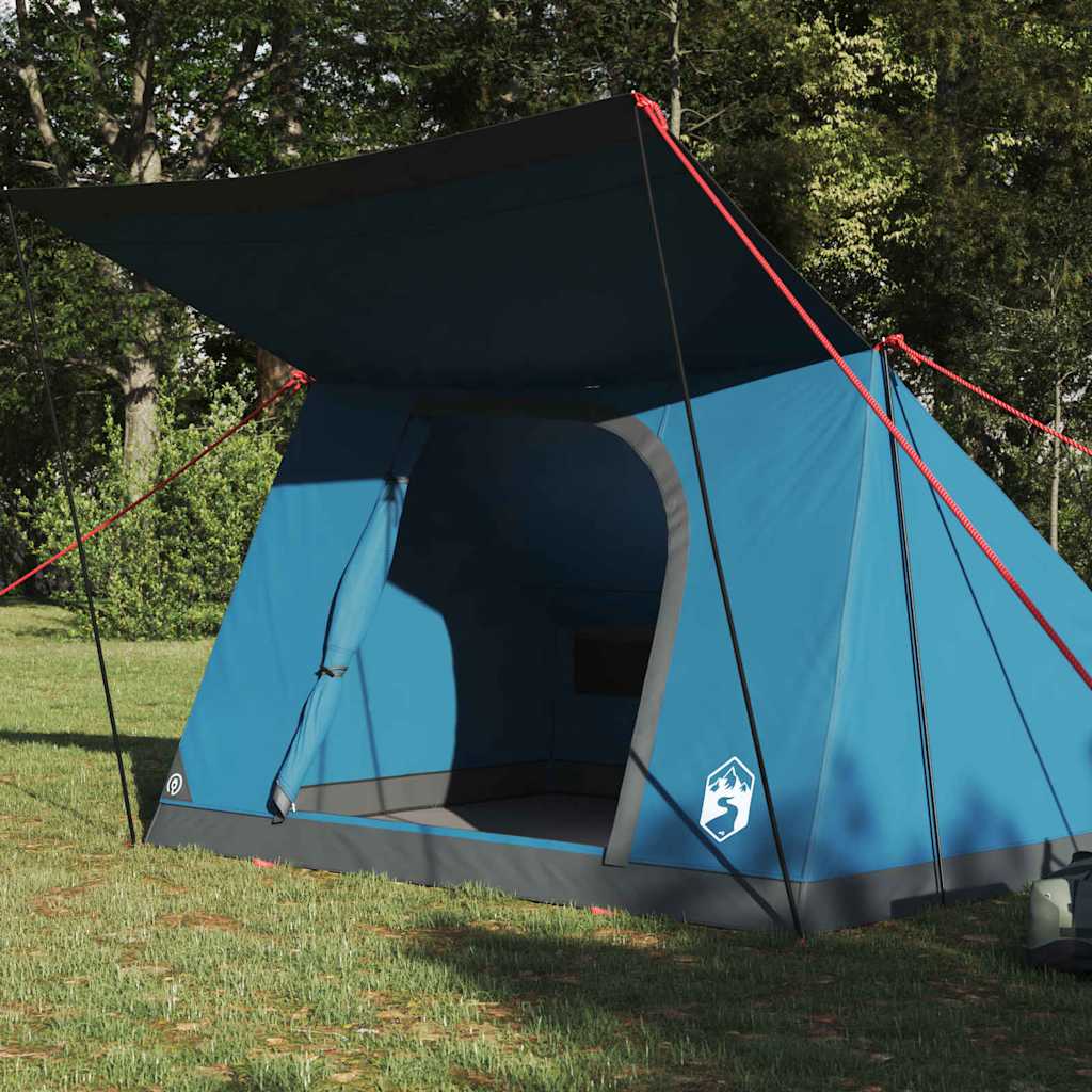 Campingzelt 4 Personen Blau Taft Wasserdicht
