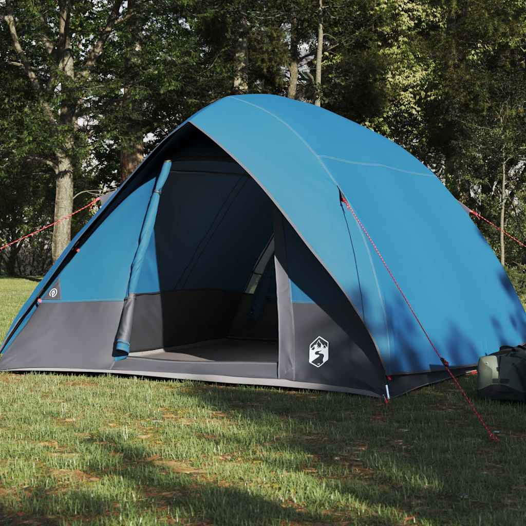 Campingzelt 4 Personen Blau Taft Wasserdicht