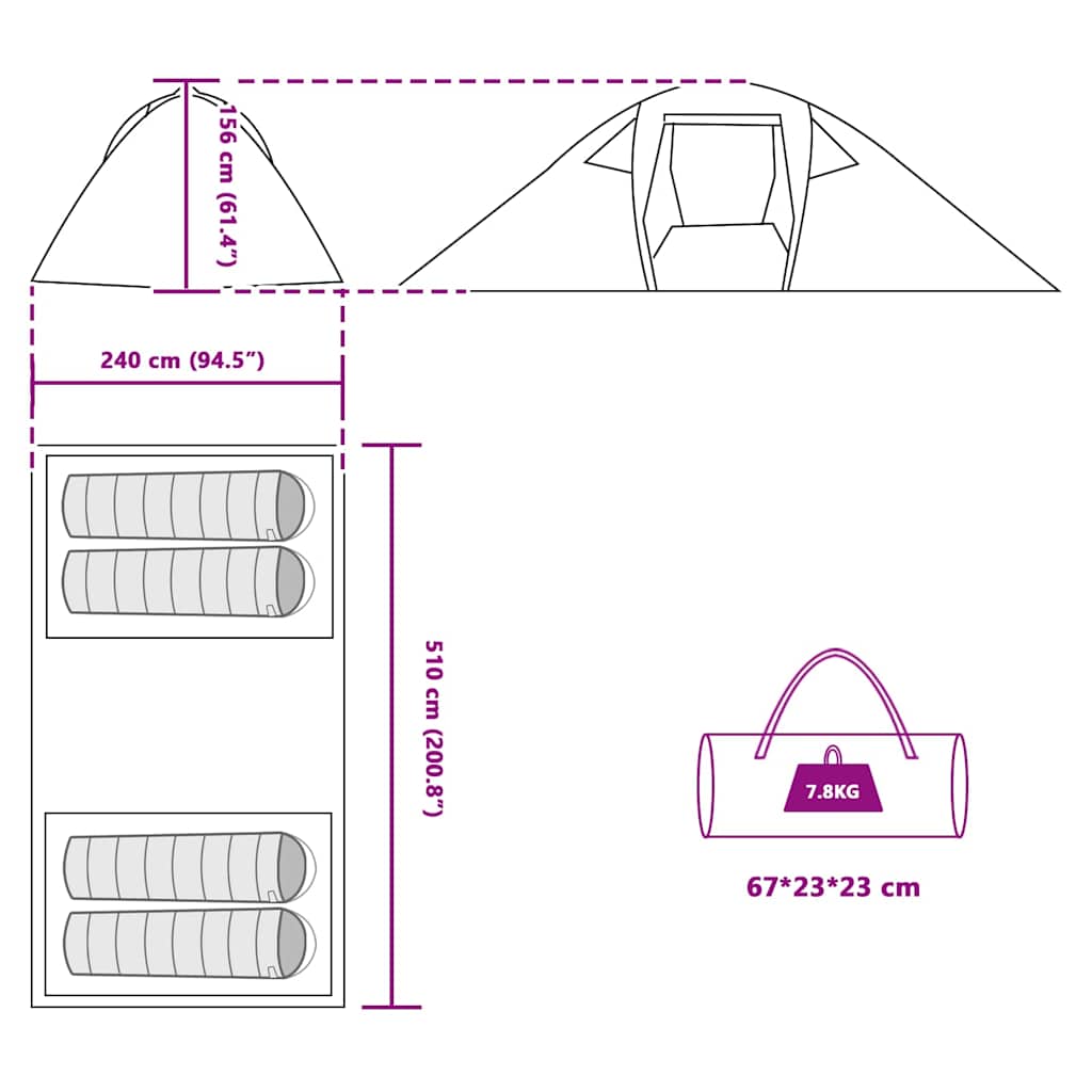 Zelt mit Dach Grau und Orange und Schwarz 510 x 240 x 156 cm
