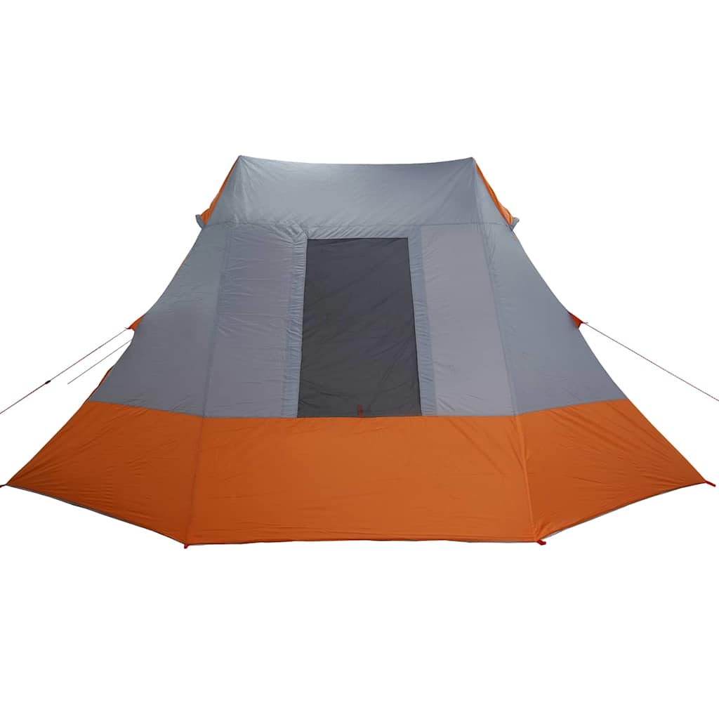 Campingzelt 10 Personen Grau und Orange Taft Wasserdicht