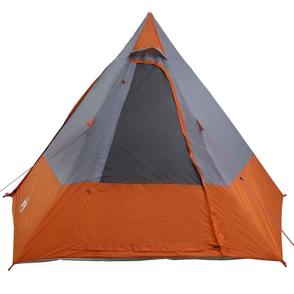 Campingzelt 10 Personen Grau und Orange Taft Wasserdicht