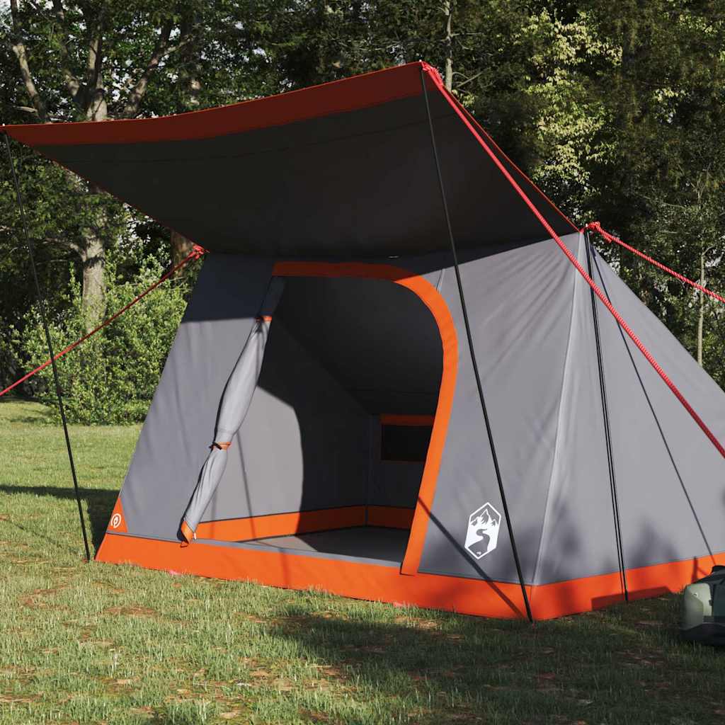 Campingzelt Grau und Orange 223 x 163 x 130 cm Polyester