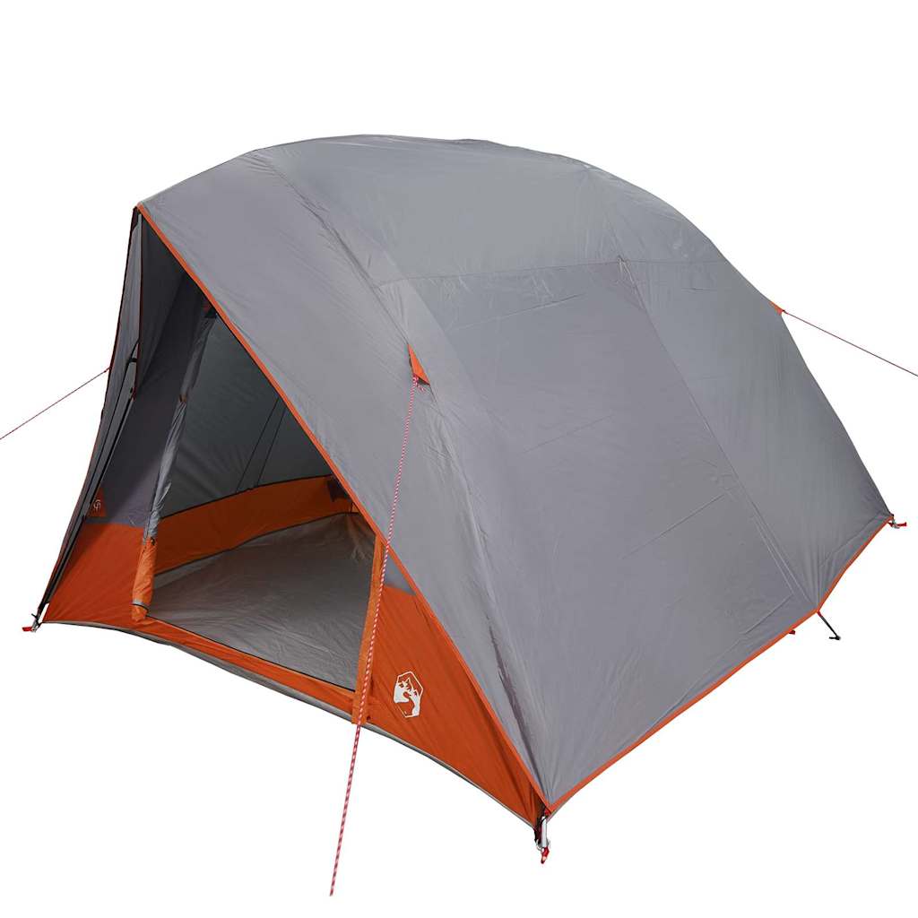 Campingzelt 2 Personen Grau und Orange Taft Wasserdicht