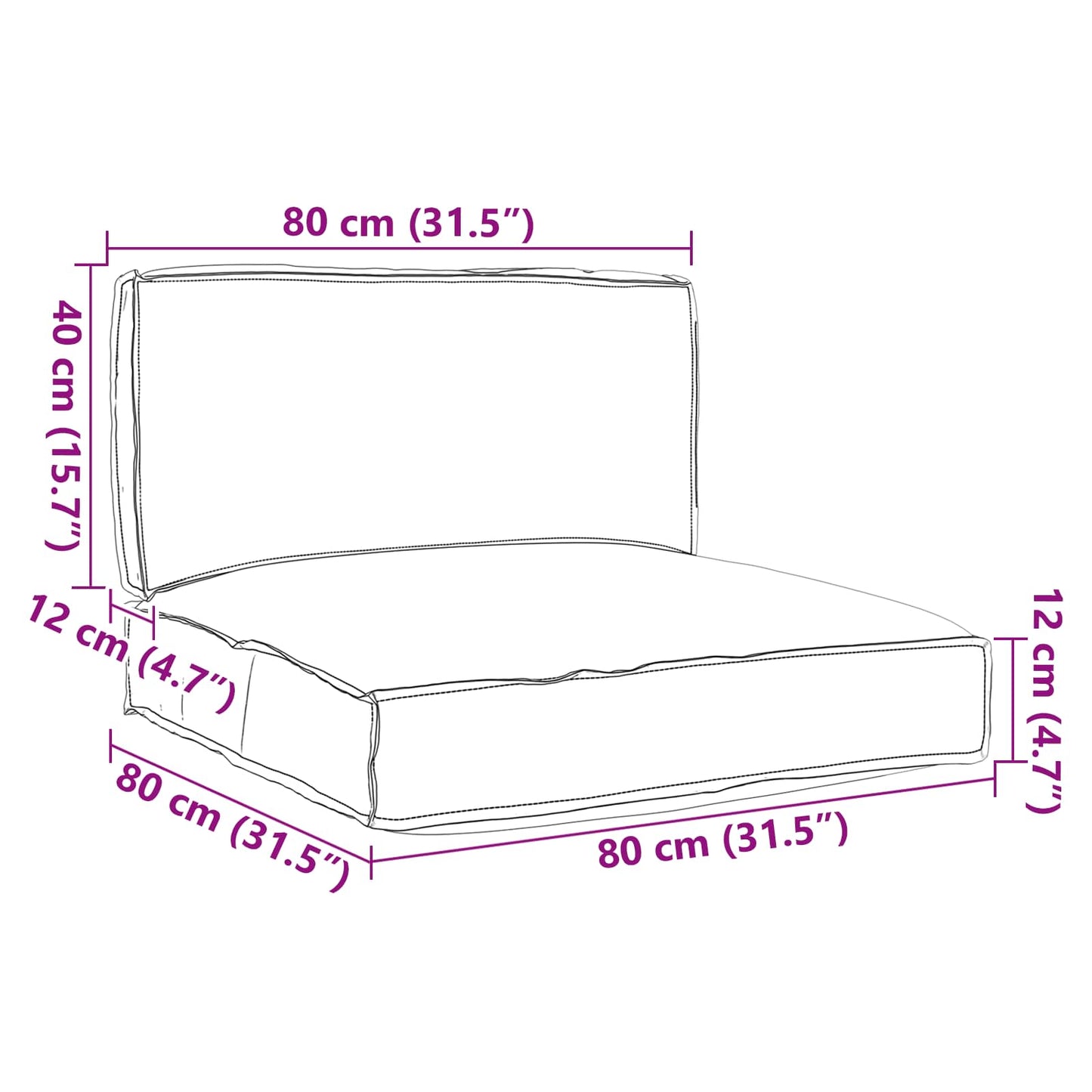 Palettenkissenset 2 pcs Anthrazit Oxford-Stoff