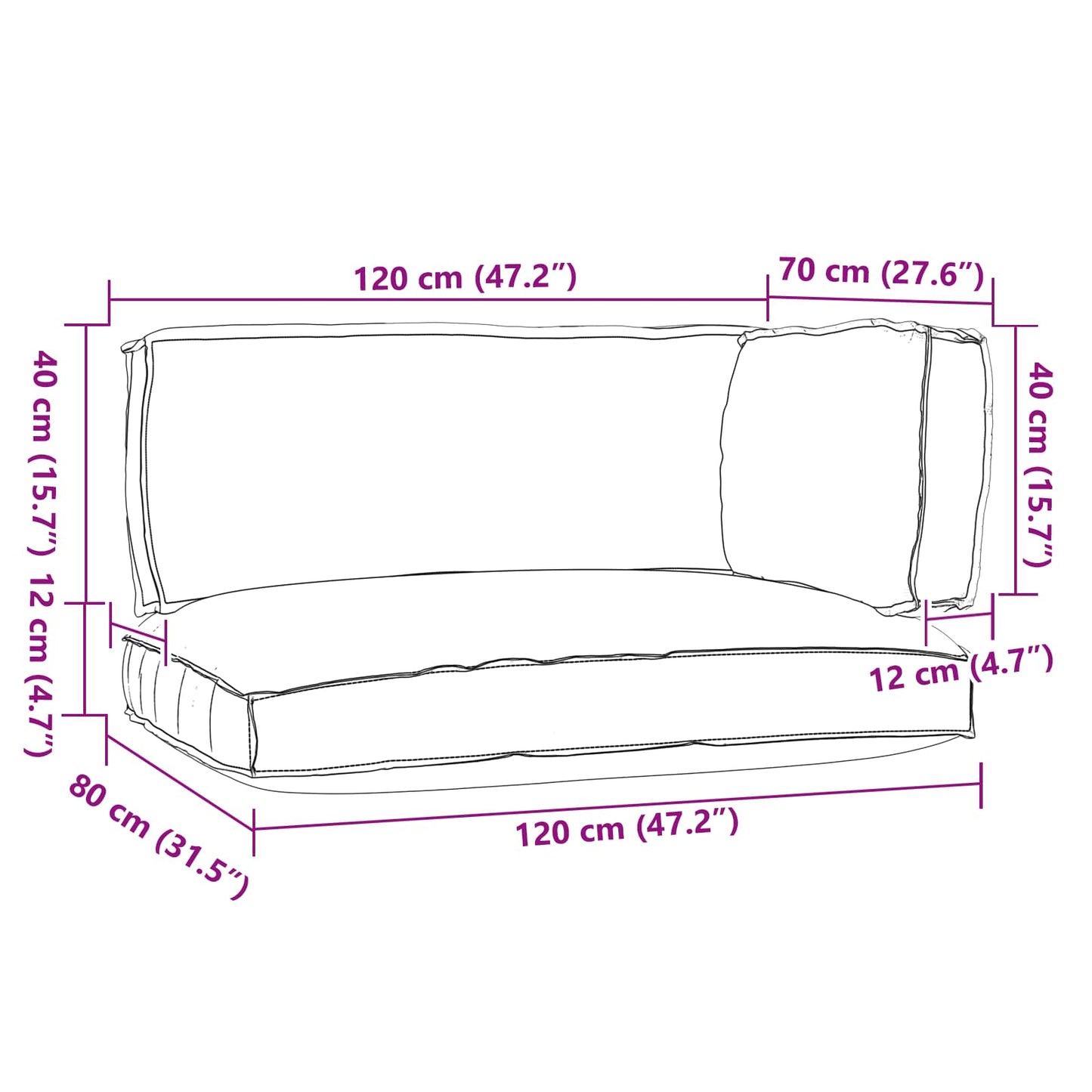 Palettenkissenset 3 pcs Anthrazit Oxford-Stoff