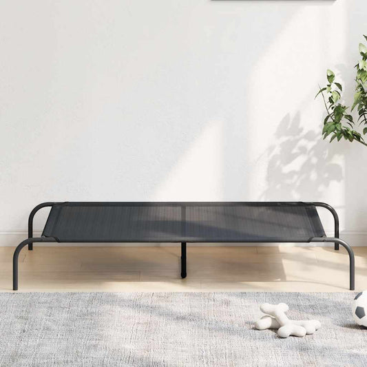 Panier surélevé pour chien noir 130 x 80 x 20 cm en textilène et acier