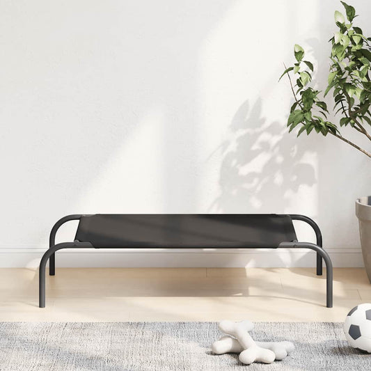 Panier surélevé pour chien noir 90 x 50 x 20 cm en tissu Oxford et acier