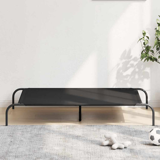 Panier surélevé pour chien noir 130 x 80 x 20 cm, tissu Oxford et acier