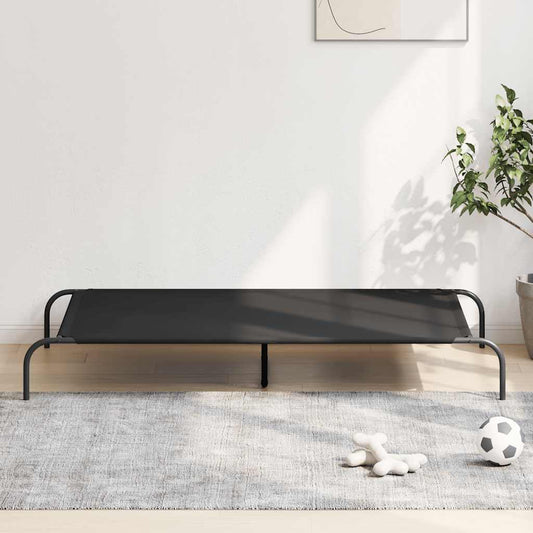 Hundebett Erhöht Schwarz 150x90x20 cm Oxford-Gewebe und Stahl