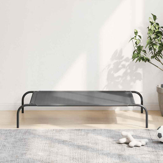 Panier surélevé pour chien gris 110 x 65 x 20 cm en textilène et acier