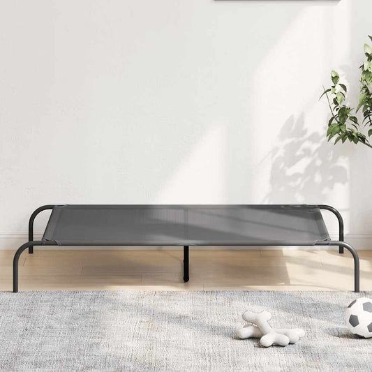 Panier surélevé pour chien gris 130 x 80 x 20 cm en textilène et acier