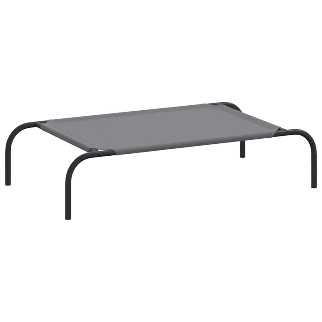 Panier surélevé pour chien gris 90 x 50 x 20 cm, tissu Oxford et acier