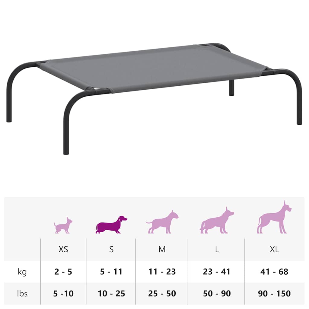 Panier surélevé pour chien gris 90 x 50 x 20 cm, tissu Oxford et acier