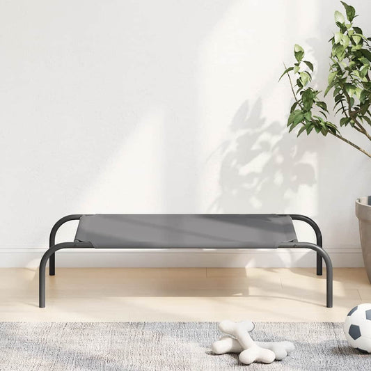 Panier surélevé pour chien gris 90 x 50 x 20 cm, tissu Oxford et acier
