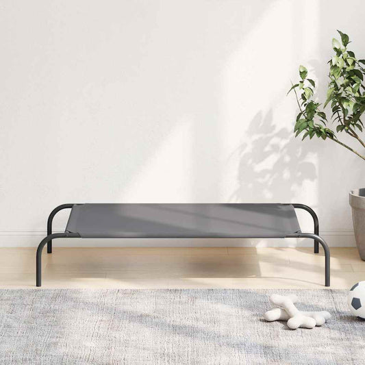 Panier surélevé pour chien gris 110 x 65 x 20 cm, tissu Oxford et acier
