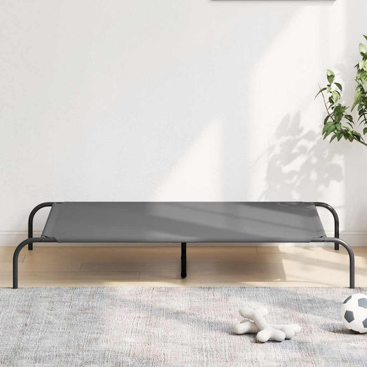 Panier surélevé pour chien gris 130 x 80 x 20 cm, tissu Oxford et acier