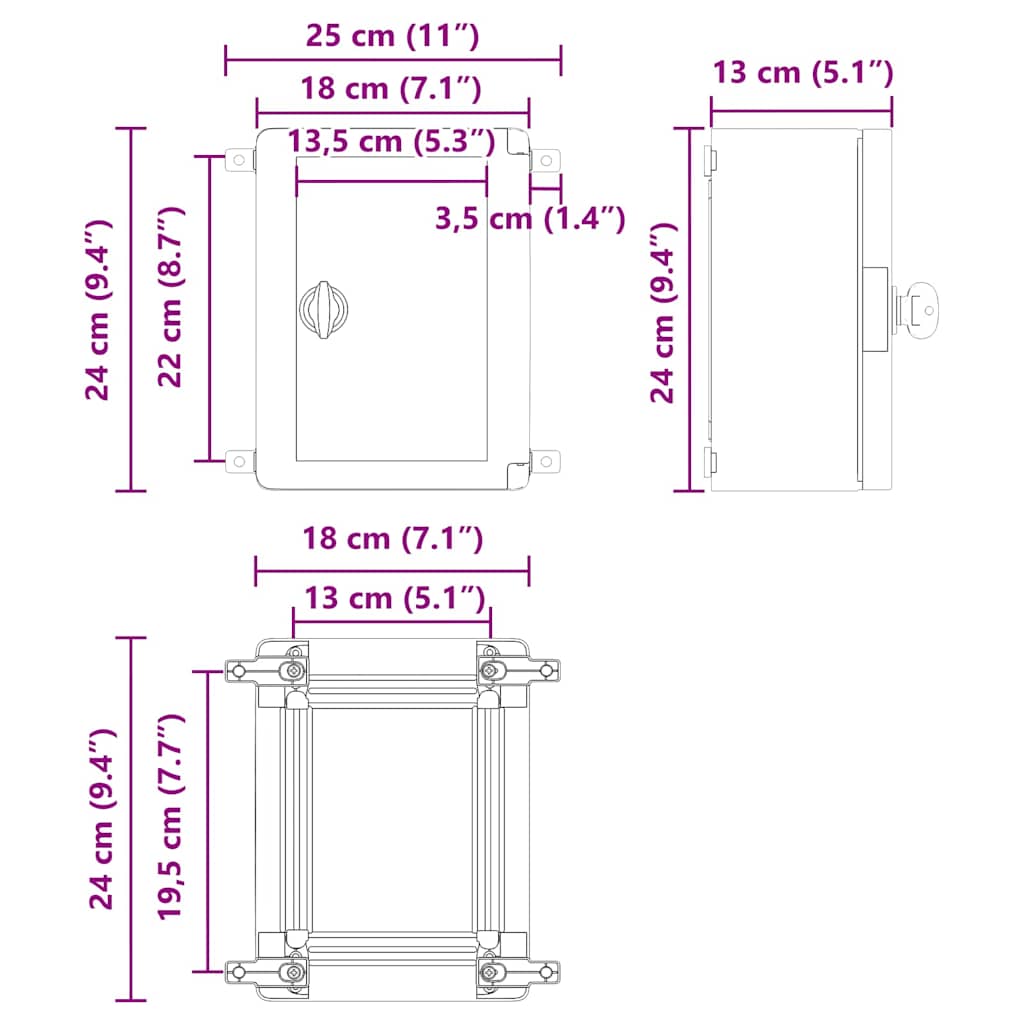Steuerungsschrank Grau 25 x 13 x 24 cm ABS Kunststoff