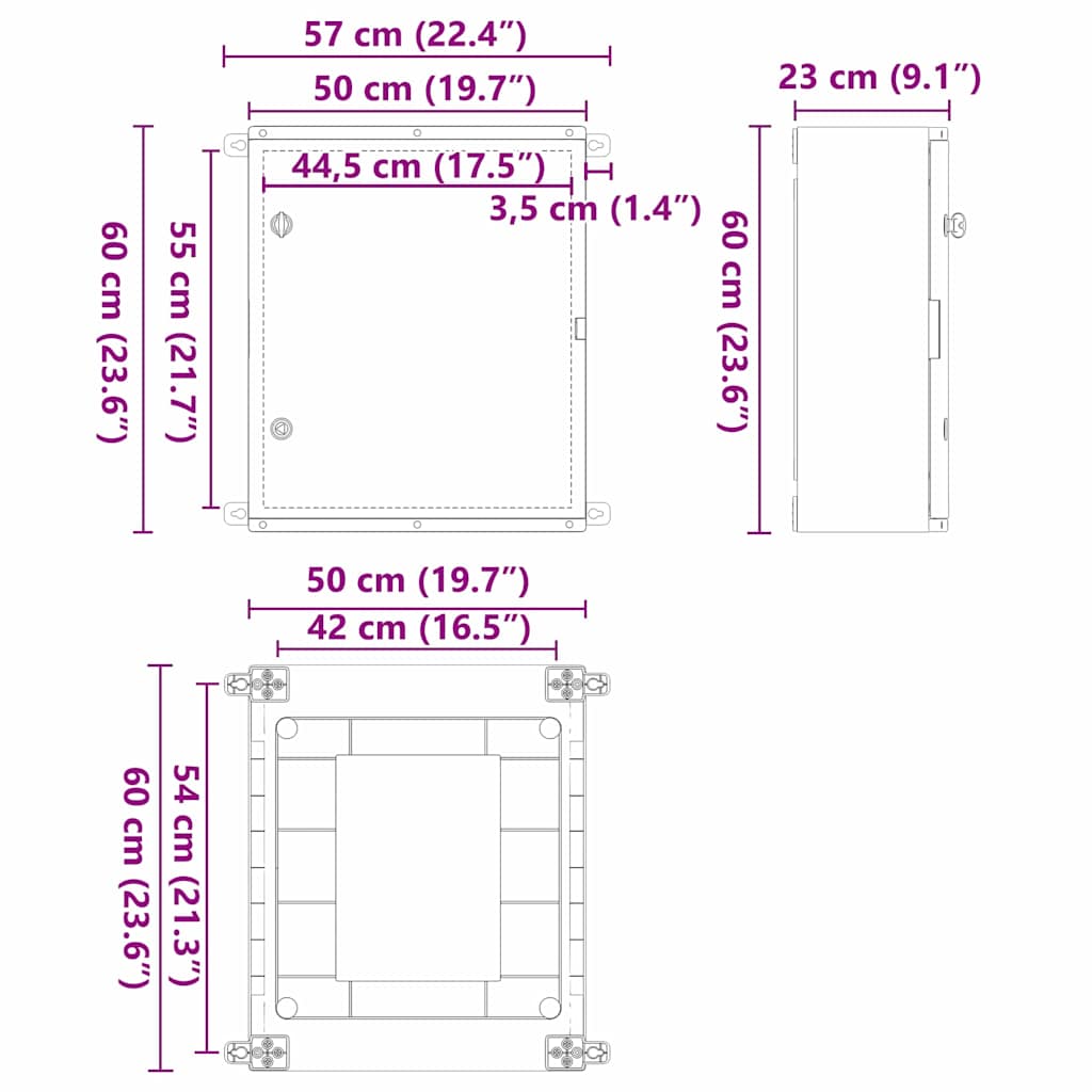Steuerungsschrank Grau 57 x 23 x 60 cm ABS Kunststoff