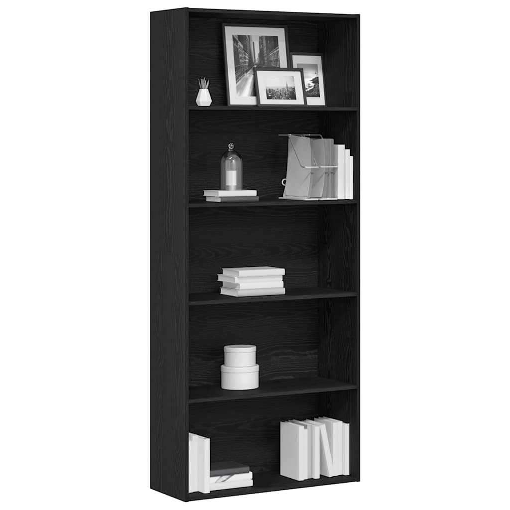 Bibliothèque aspect chêne noir 80 x 30 x 189 cm Matériau bois