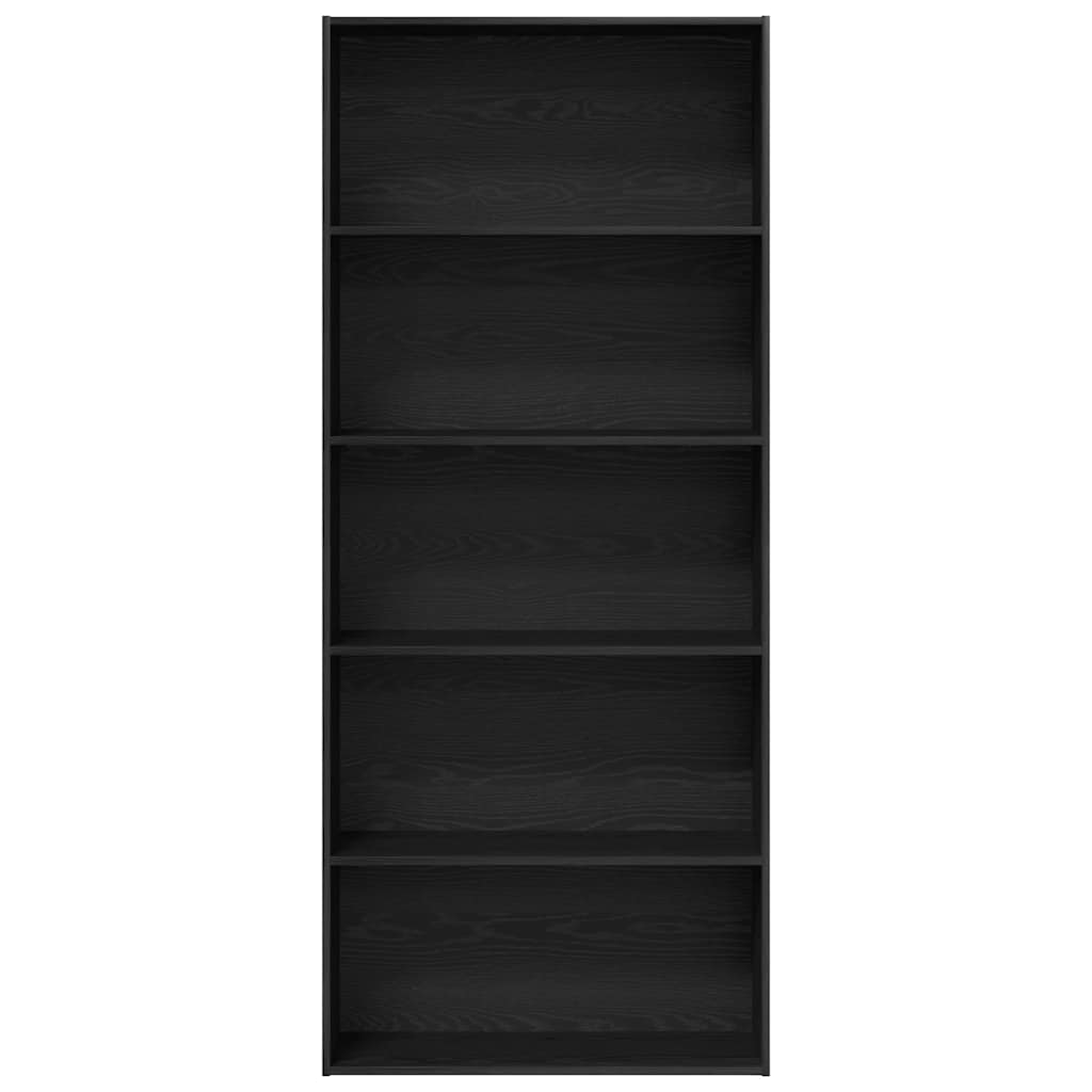 Bibliothèque aspect chêne noir 80 x 30 x 189 cm Matériau bois