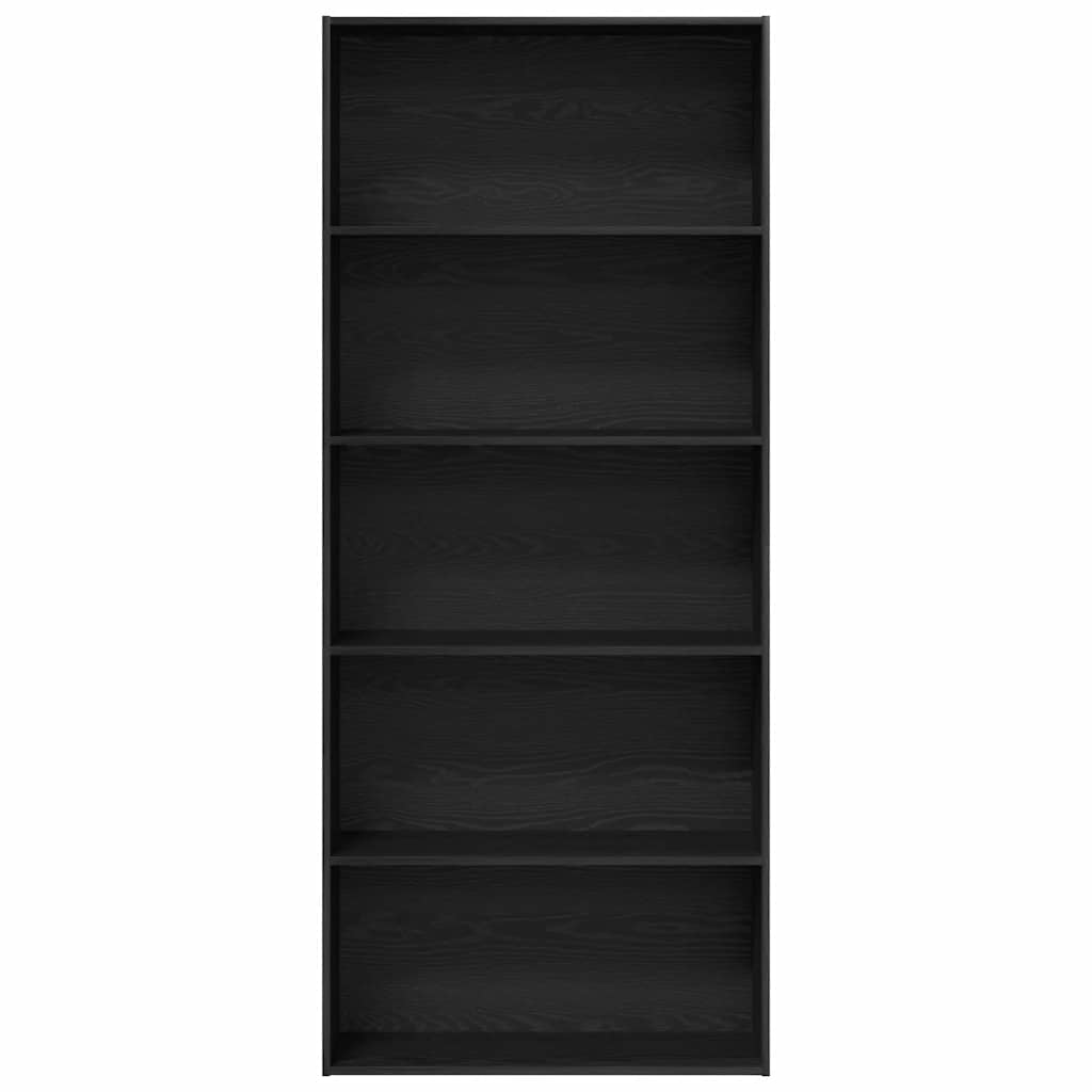 Bücherregal Schwarz Eichen-Optik 80x30x189 cm Holzwerkstoff