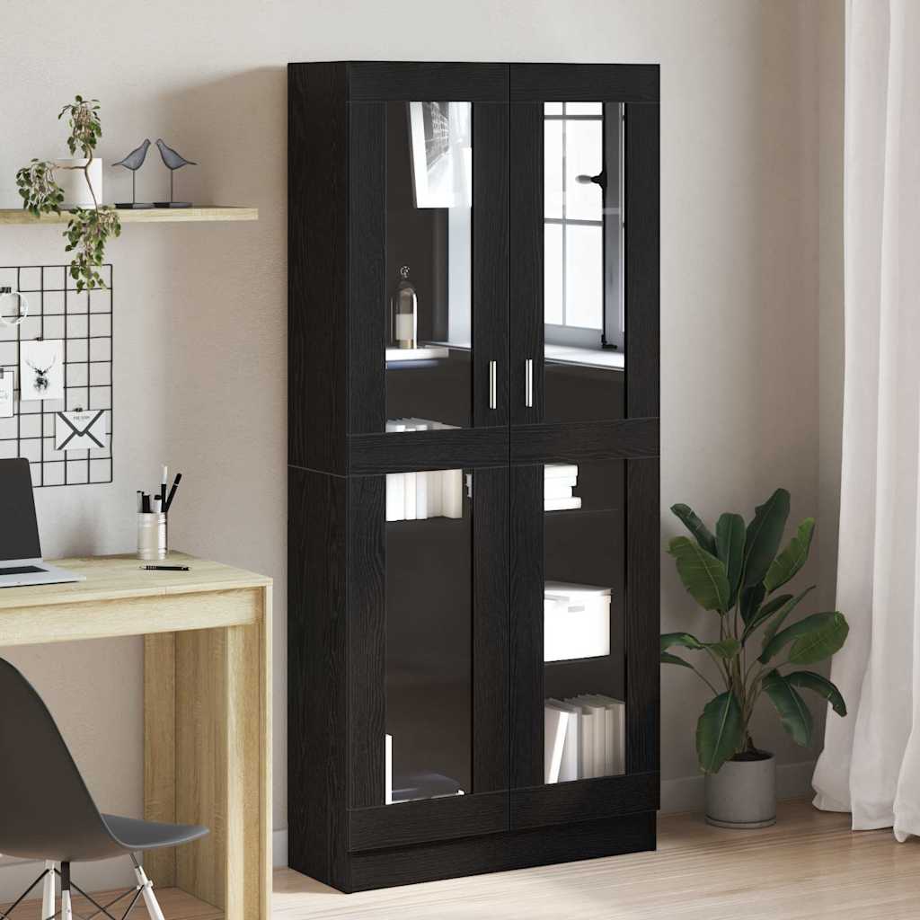 Bücherregal Schwarz Eichen-Optik 82,5 x 30,5 x 185 cm