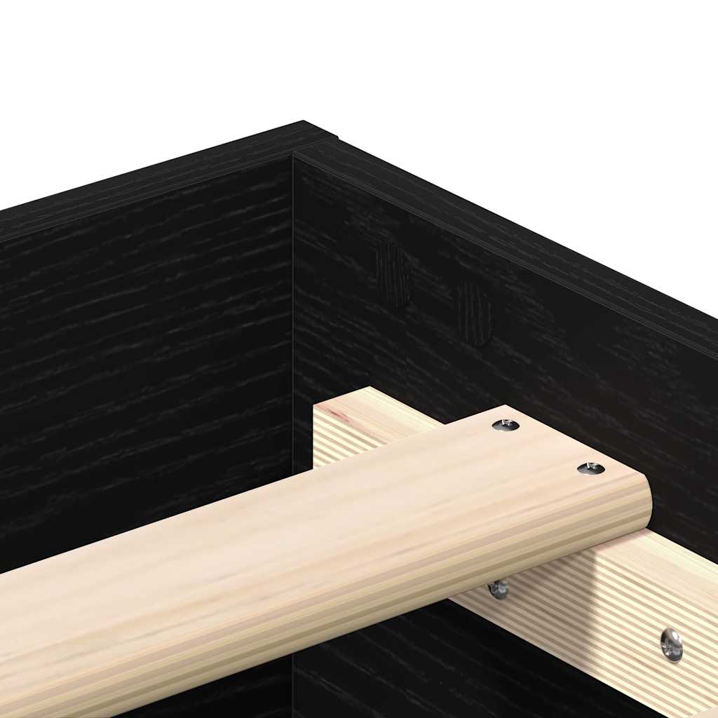Bettrahmen Schwarz Eichen-Optik 203 x 183 x 25 cm Holzwerkstoff