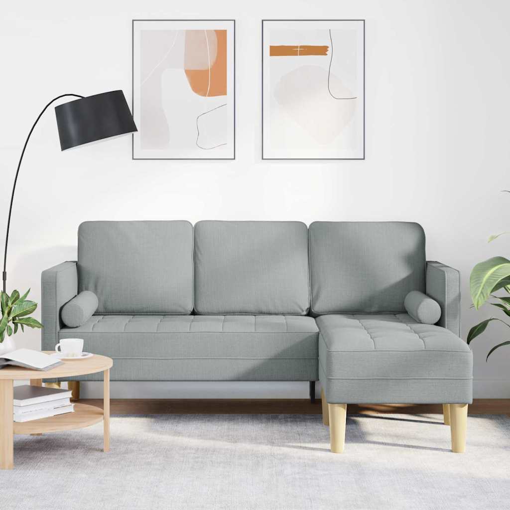 Sofa Set mit Kissen Hellgrau Polyester
