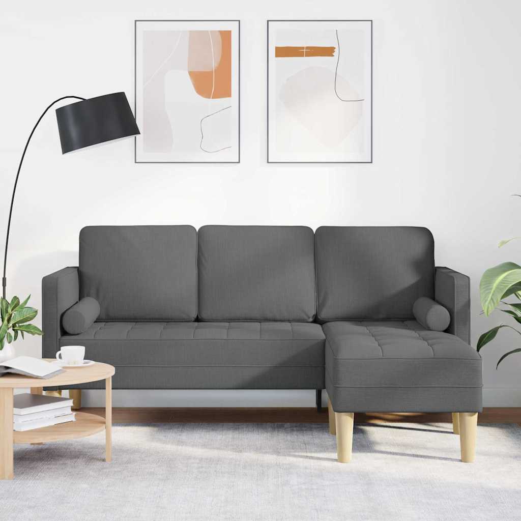 Sofa Set mit Kissen Dunkelgrau Polyester