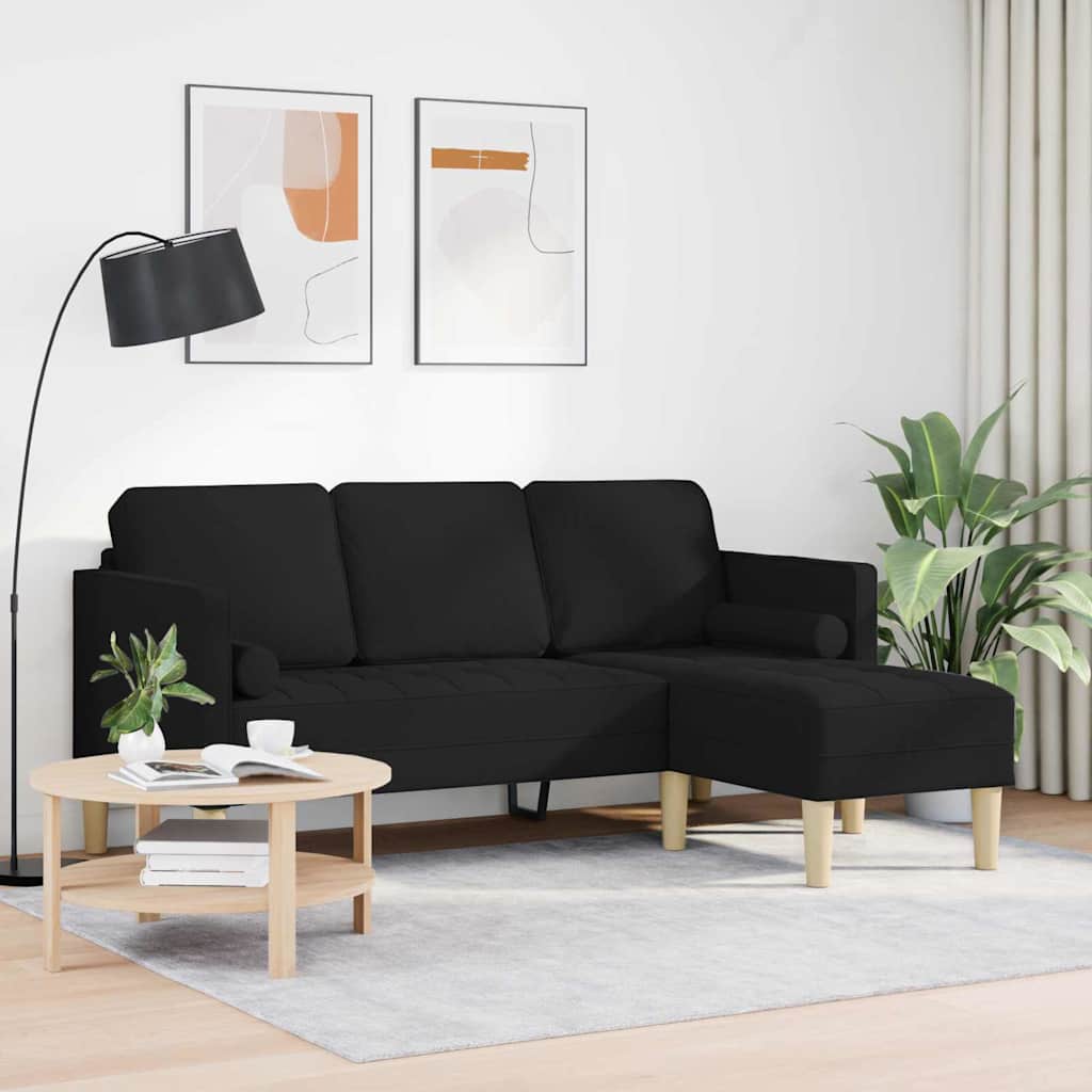 Sofa Set mit Kissen Schwarz Polyester
