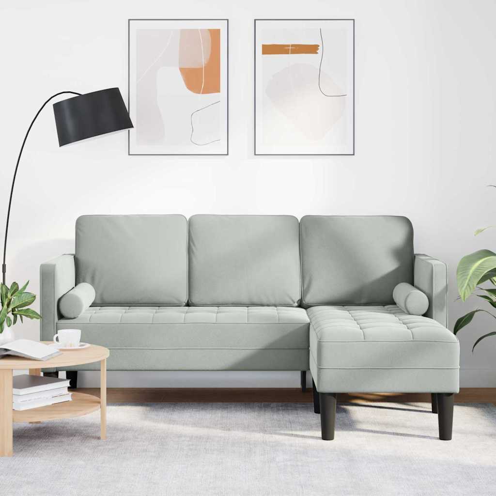 Sofa Set mit Kissen Hellgrau Polyester
