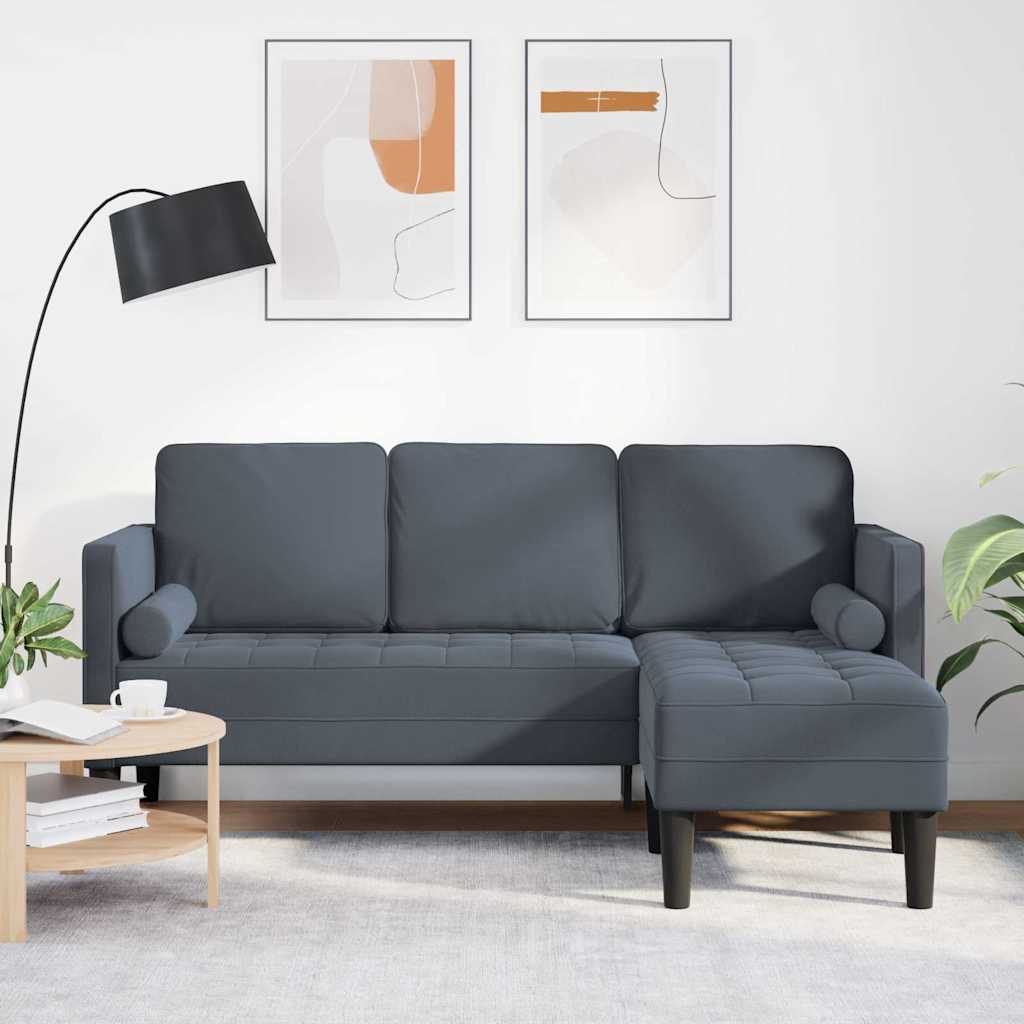 Sofa Set mit Kissen Dunkelgrau Polyester