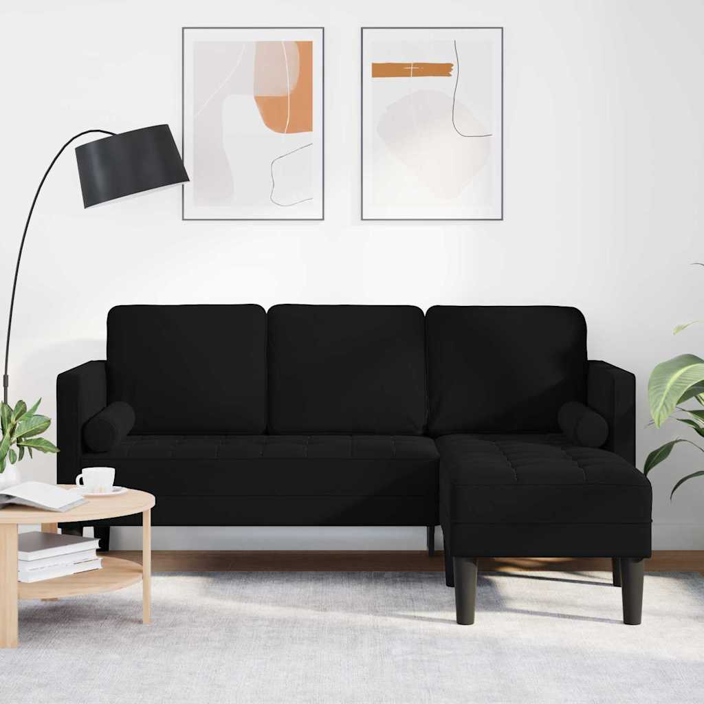 Sofa Set mit Kissen Schwarz Polyester