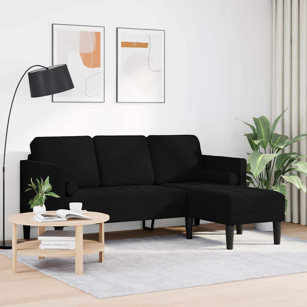 Sofa Set mit Kissen Schwarz Polyester