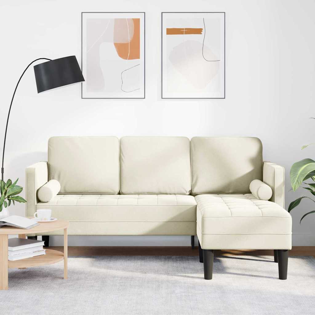Sofa Set mit Kissen Creme Polyester