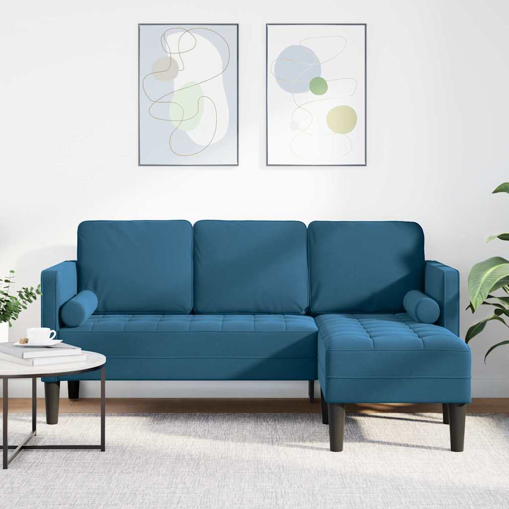 Sofa Set mit Kissen Blau Polyester