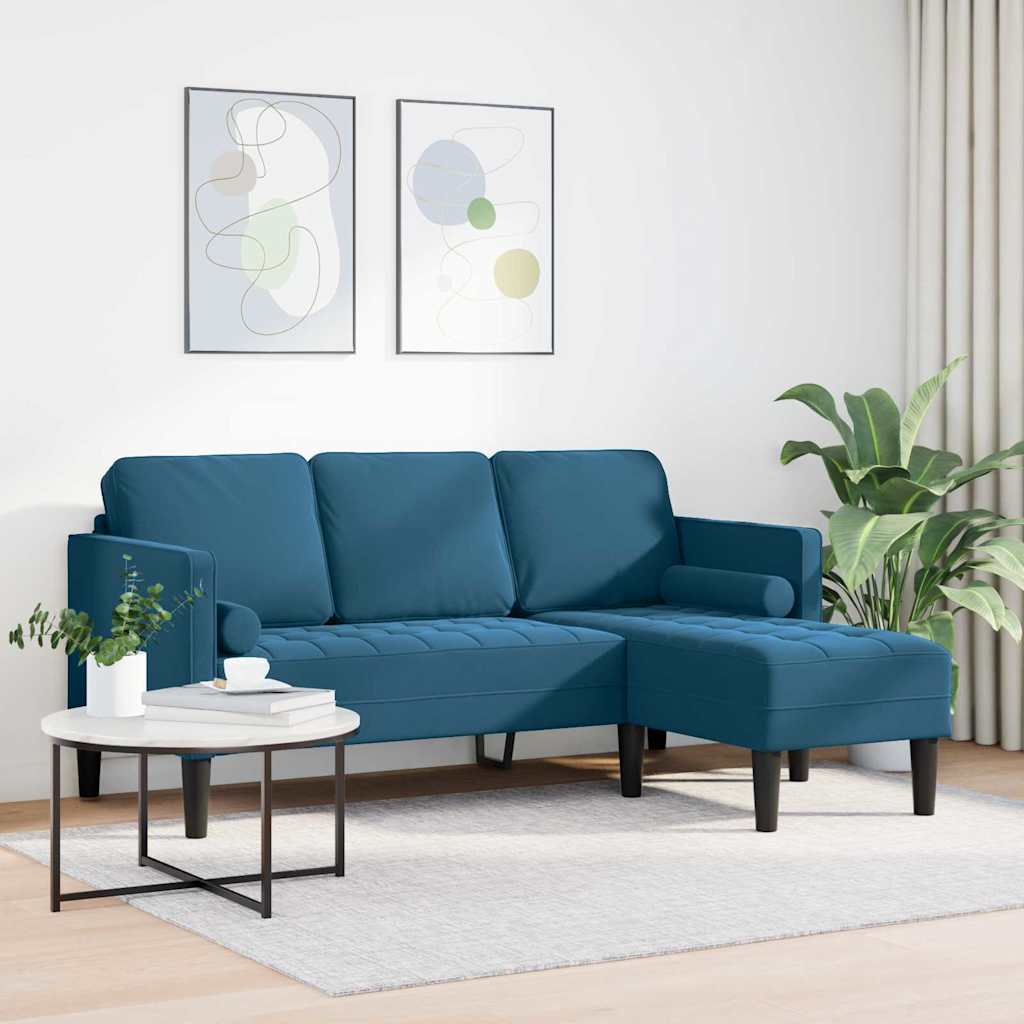 Sofa Set mit Kissen Blau Polyester