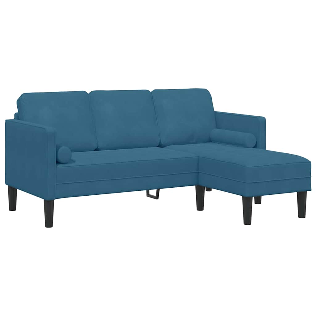 Sofa Set mit Kissen Blau Polyester