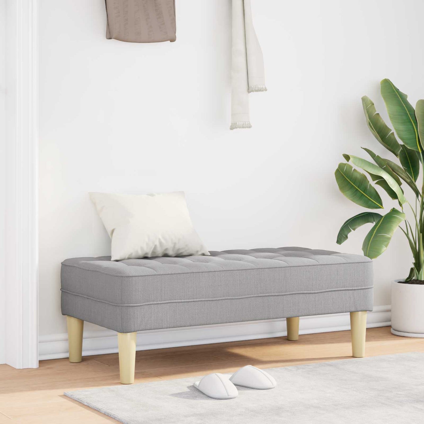 Bank mit Kissen Wolkengrau 113 x 57 x 39 cm Stoff