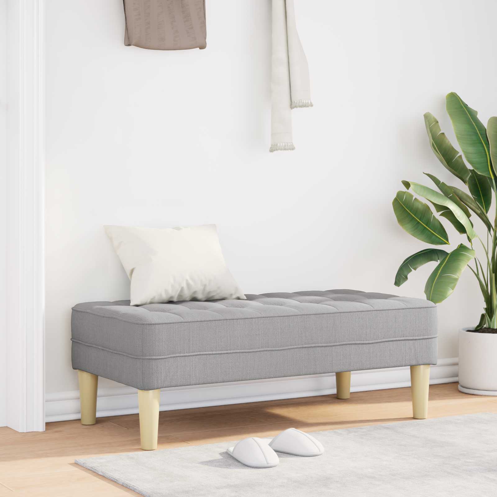 Bank mit Kissen Wolkengrau 113 x 57 x 39 cm Stoff