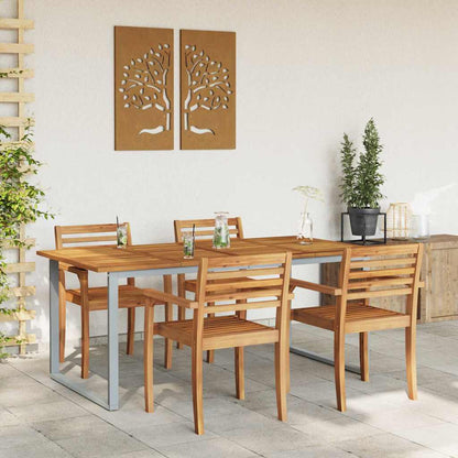 Gartentisch Grau 180 x 90 x 75 cm Massivholz Akazie