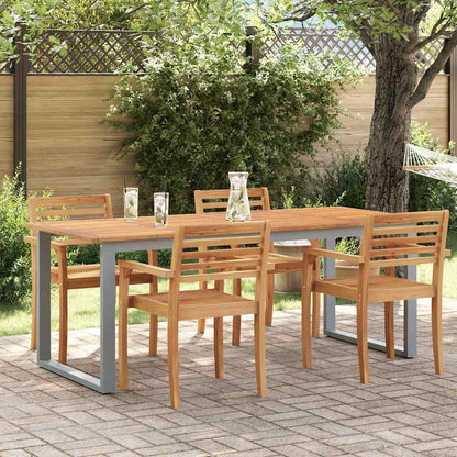 Gartentisch Grau 200 x 90 x 75 cm Massivholz Akazie