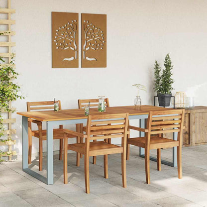 Gartentisch Grau 200 x 90 x 75 cm Massivholz Akazie