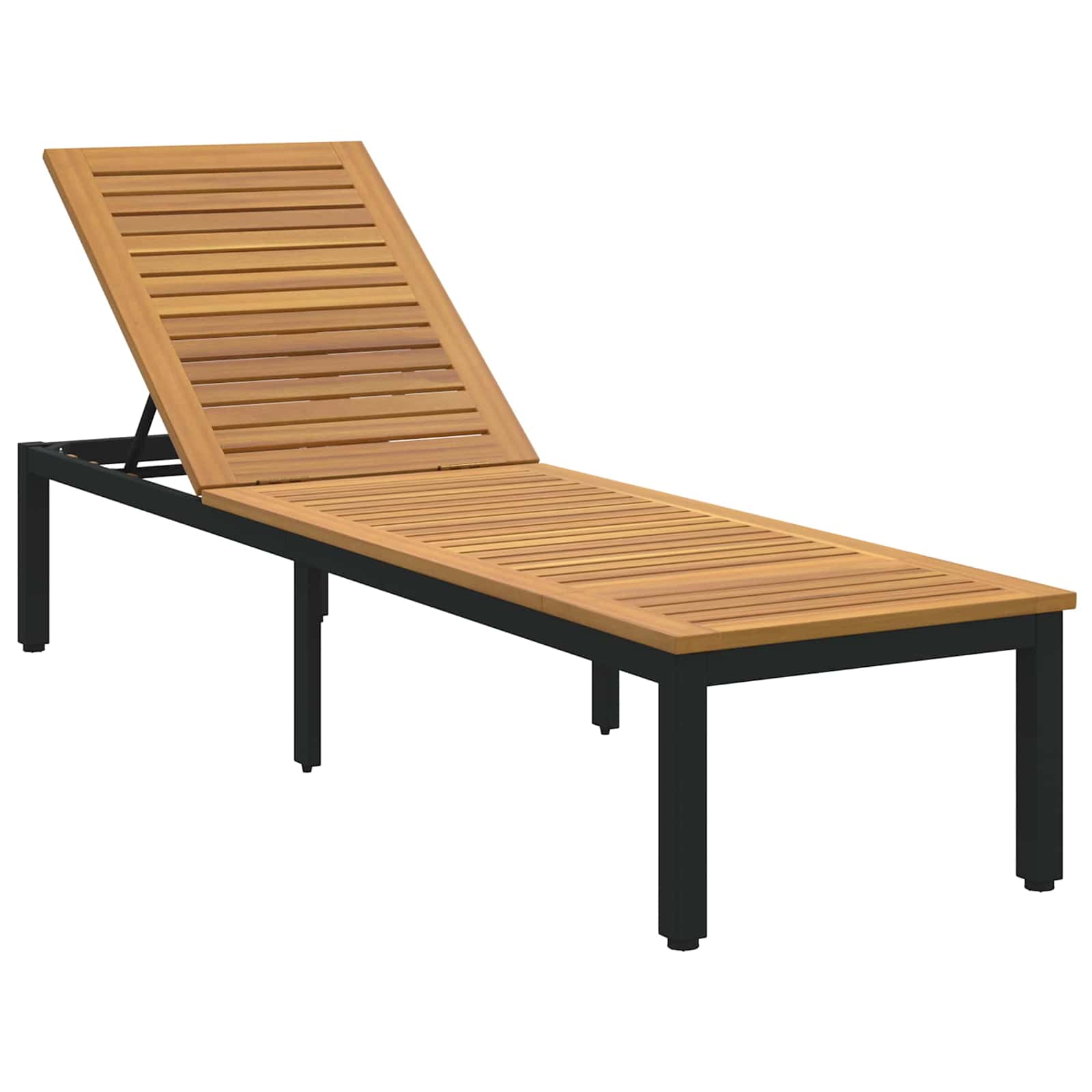 Sonnenliege Schwarz 200 x 55 x 35 cm Massivholz Akazie