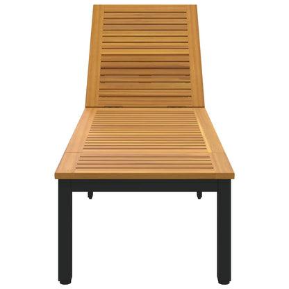 Sonnenliege Schwarz 200 x 55 x 35 cm Massivholz Akazie
