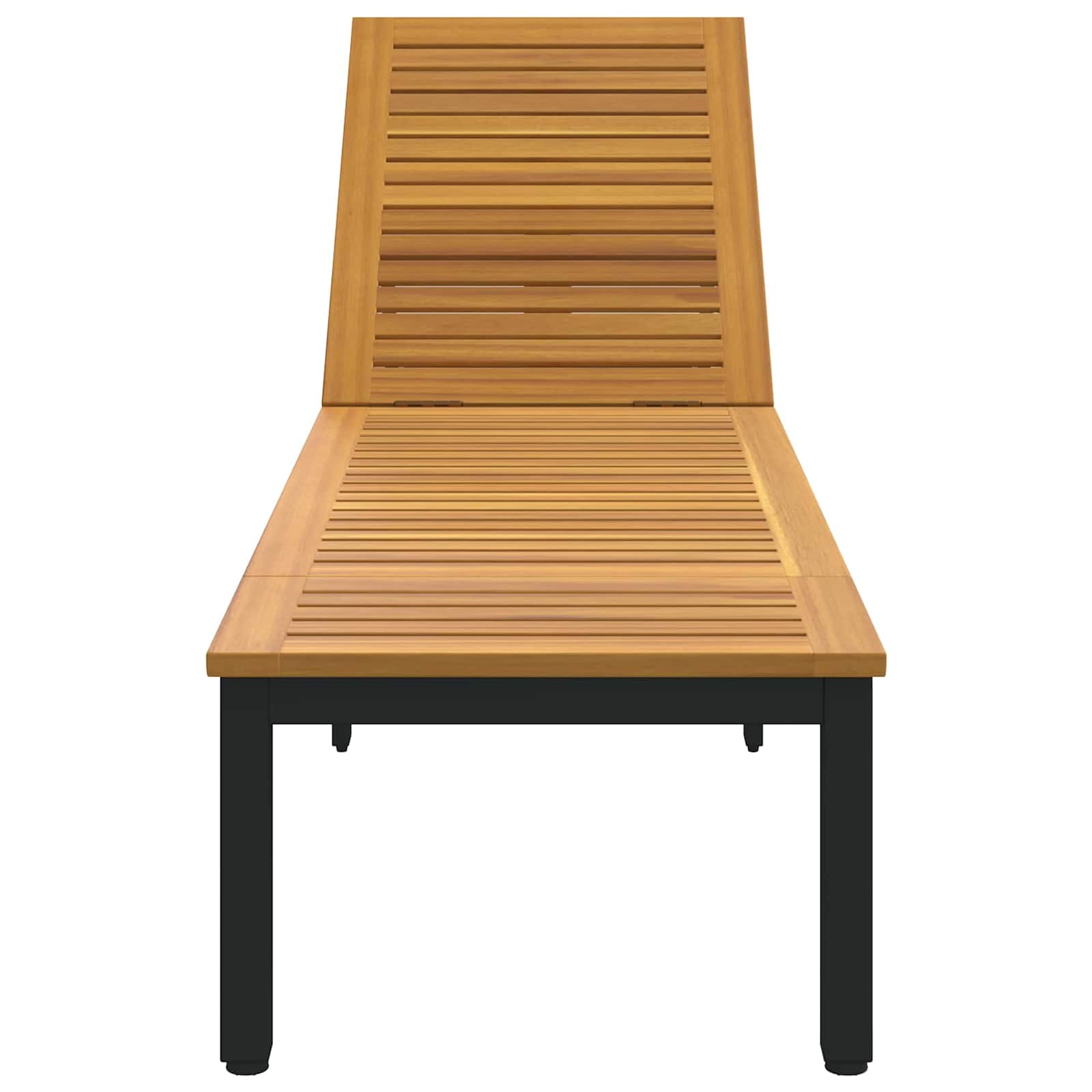 Sonnenliege Schwarz 200 x 55 x 35 cm Massivholz Akazie