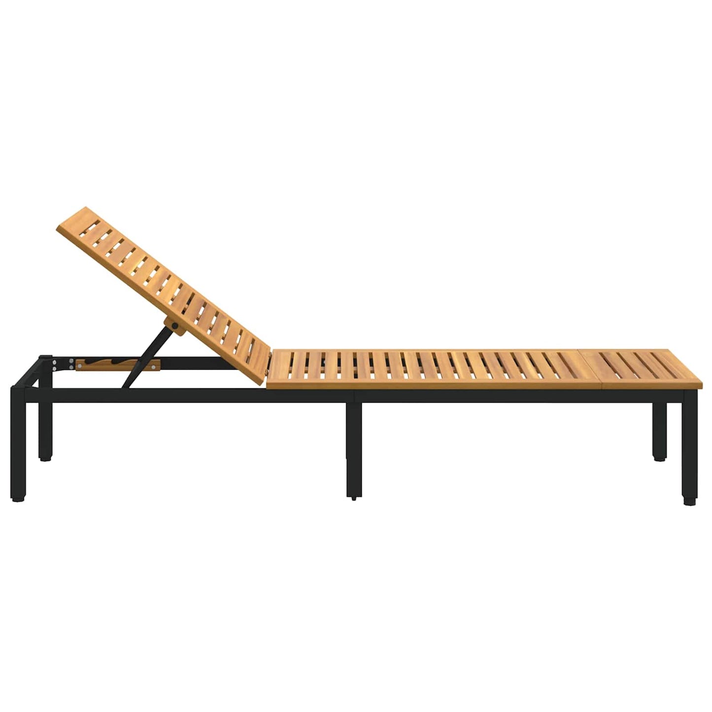 Sonnenliege Schwarz 200 x 55 x 35 cm Massivholz Akazie